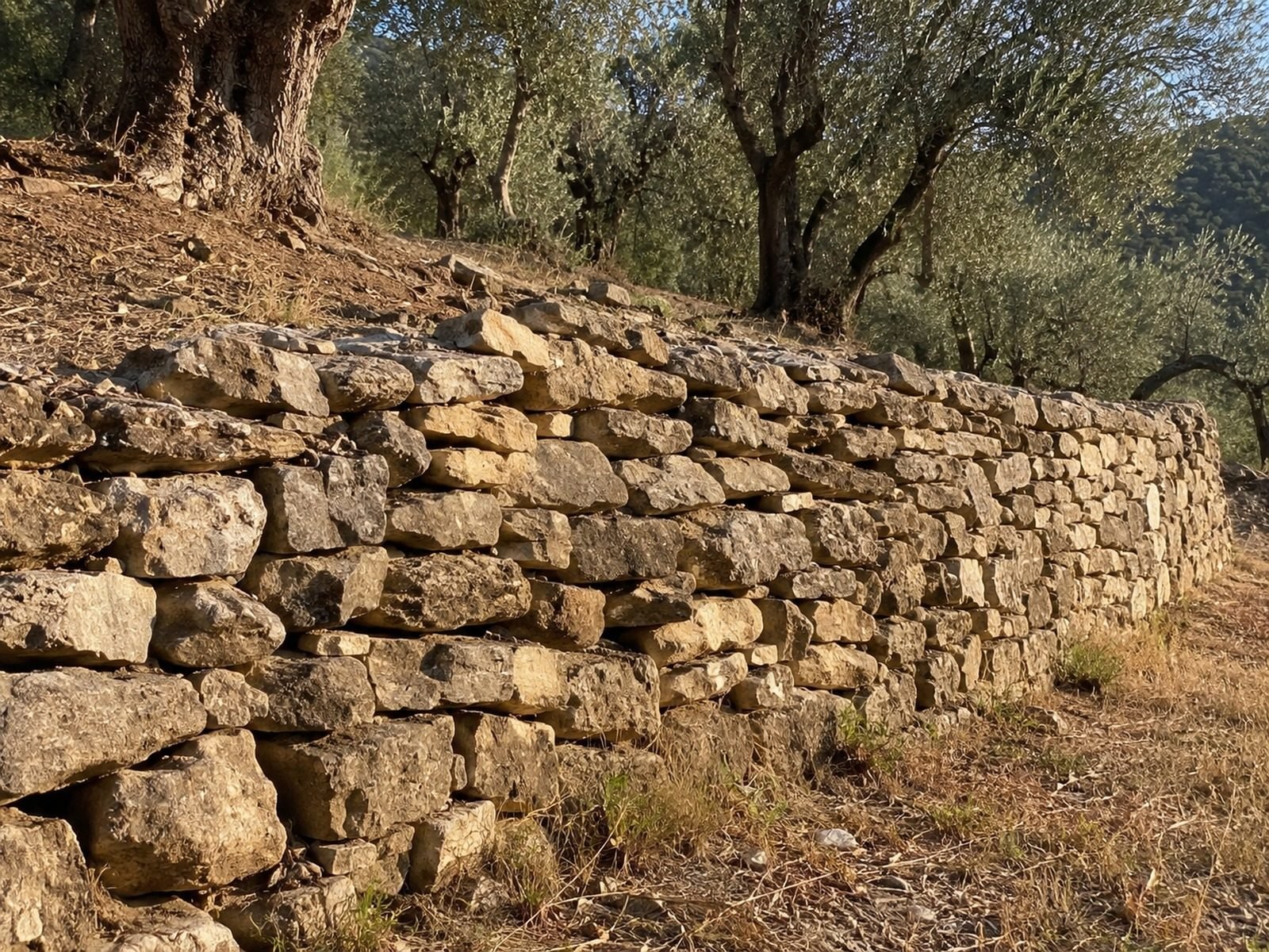 Mur de restanque en pierre sèche dans le Luberon